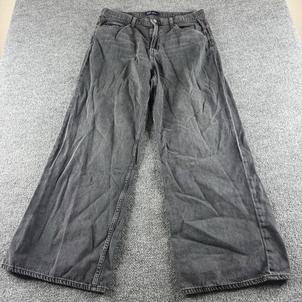 Gap Jeans Womens 16 Gray High Rise Wide Leg Long Denim Cotton 5 Pocket